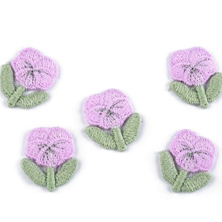 Galanterie: Vyšívaný květ 2,1x2,5 cm (1ks) - fialová