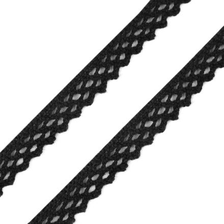 Galanterie: Bavlněná krajka paličkovaná šíře 12 mm (1m) - černá