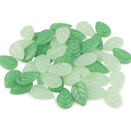 Galanterie: Plastové korálky lístečky mix tvarů (20g) 