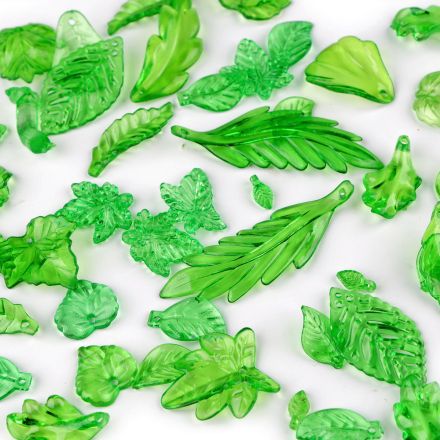 Galanterie: Plastové korálky lístečky mix tvarů (20g) 