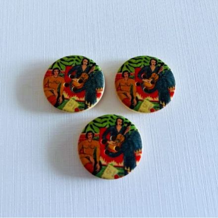 Galanterie: Dřevěný dekorační knoflík 30 mm (1ks)
