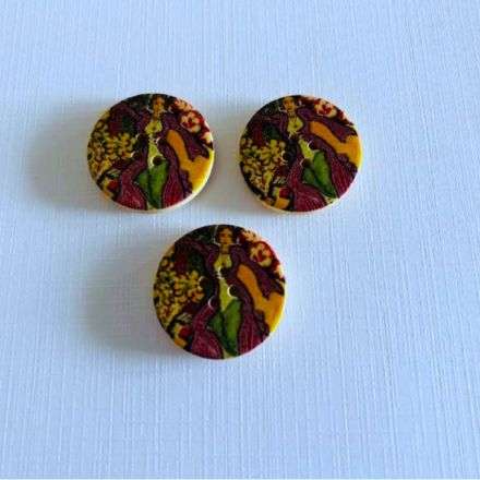 Galanterie: Dřevěný dekorační knoflík 30 mm (1ks)