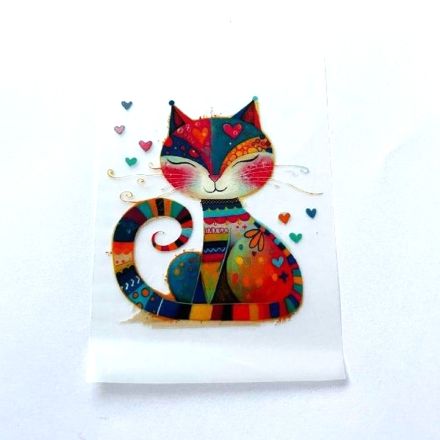Galanterie: Nažehlovací aplikace kočka 7x8 cm