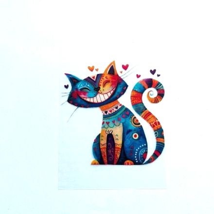 Galanterie: Nažehlovací aplikace kočka 9x8 cm