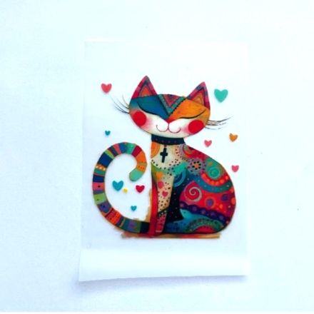 Galanterie: Nažehlovací aplikace kočka 7x8 cm