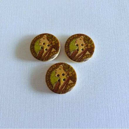 Galanterie: Dřevěný dekorační knoflík 30 mm (1ks)