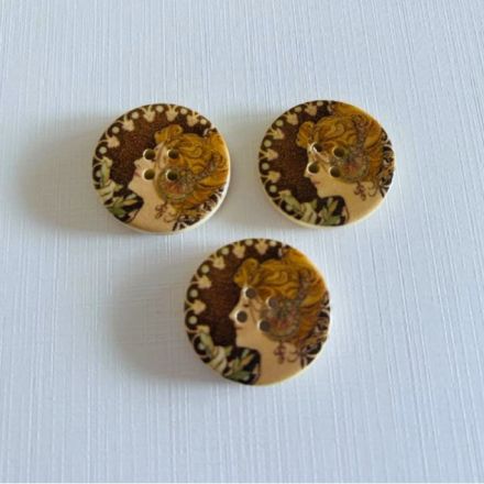 Galanterie: Dřevěný dekorační knoflík 30 mm (1ks)