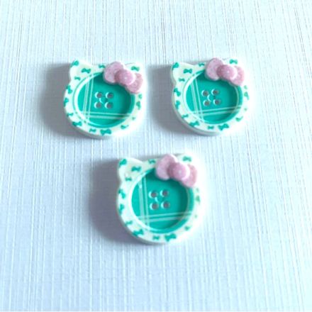 Galanterie: Plastový knoflík kočička (1ks) - mint