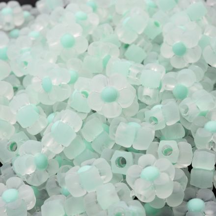 Galanterie: Plastové matné korálky 13 mm (10g) - zelená