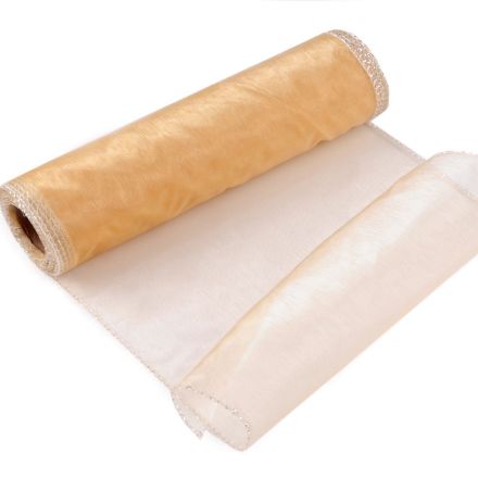 Galanterie: Dekorační organza šíře 21 cm (1m) - zlatá