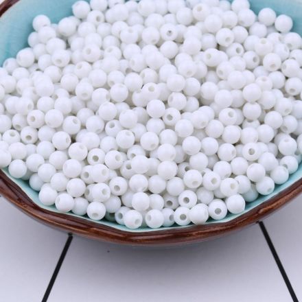 Galanterie: Plastové korálky Color 4 mm (20g) - bílá