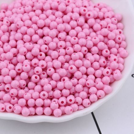 Galanterie: Plastové korálky Color 4 mm (20g) - růžová 