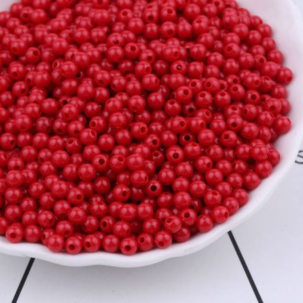 Galanterie: Plastové korálky Color 4 mm (20g) - červená