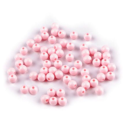 Galanterie: Plastové korálky 6 mm (10g) - růžová