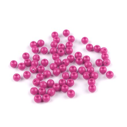 Galanterie: Plastové korálky 6 mm (10g) - pink