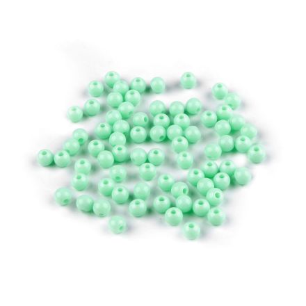 Galanterie: Plastové korálky 6 mm (10g) - mint
