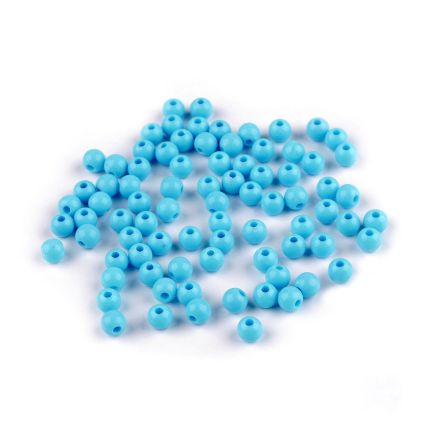 Galanterie: Plastové korálky 6 mm (10g) - modrá azuro