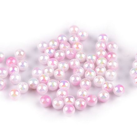 Galanterie: Plastové korálky 6 mm (20g) - růžová
