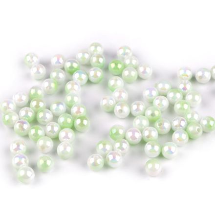 Galanterie: Plastové korálky 6 mm (20g) - zelená