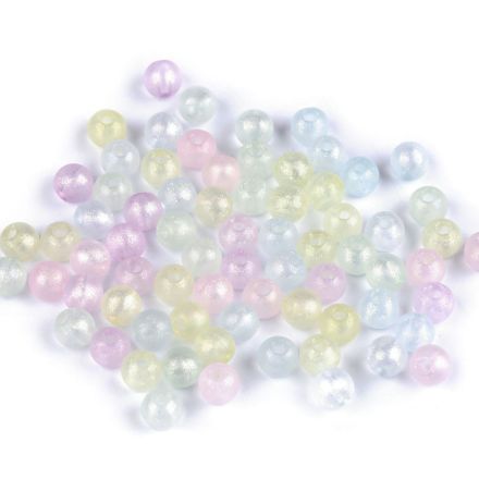 Galanterie: Plastové korálky AB frost efekt 6 mm (100ks) - mix