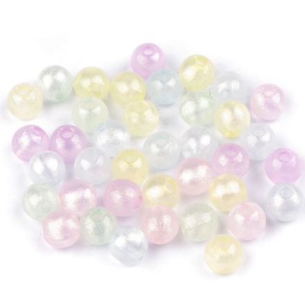 Galanterie: Plastové korálky AB frost efekt 10 mm (32ks) - mix