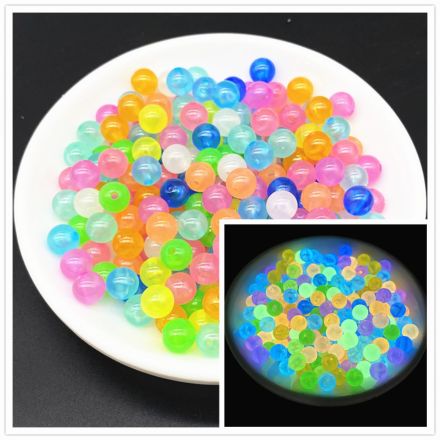Galanterie: Plastové svítící korálky 8 mm (20g) - mix