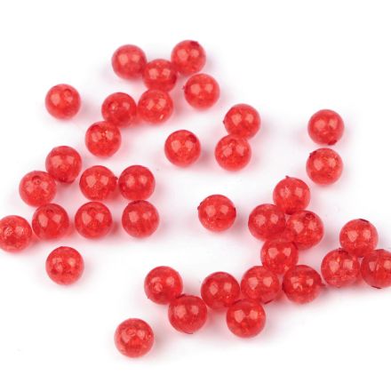 Galanterie: Plastové kraklované korálky 8 mm (25ks) - červená