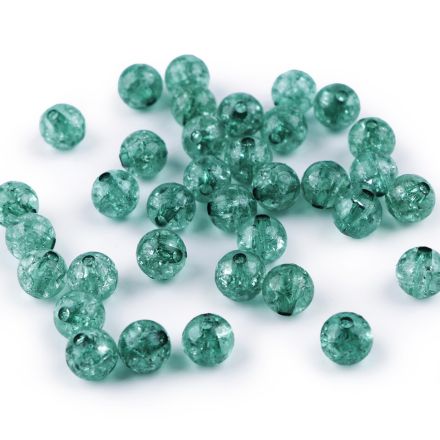 Galanterie: Plastové kraklované korálky 8 mm (25ks) - zelená