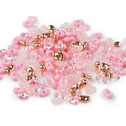 Galanterie: Plastové korálky peanut 4x6 mm (10g) - růžová