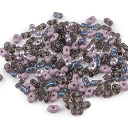 Galanterie: Plastové korálky peanut 4x6 mm (10g) - šedá/černá