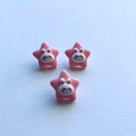 Galanterie: Plastový knoflík hvězda 22 mm (1ks) - růžová
