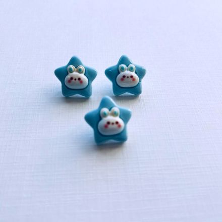 Galanterie: Plastový knoflík hvězda 22 mm (1ks) - modrá